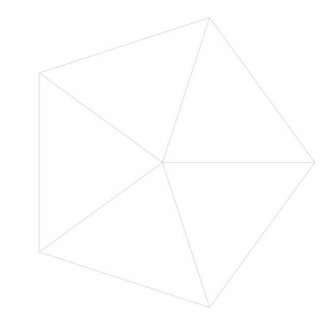 Animated GIF of four variations showing a pentagon being subdivided into increasingly smaller shapes (quads and/or triangles)
