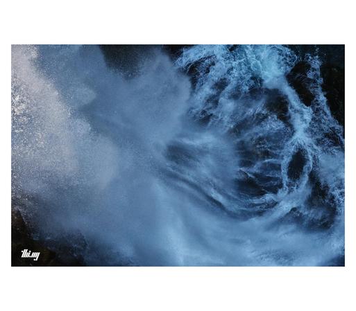 Top-down & close-up view of Stuibenfall, the tallest waterfall in Tyrol. Thanks to a 1/1000th second exposure time, individual droplets near the top (left side of the image) are lit up and glittering in the morning sun. Layers of falling water and spray in the shade below, swirling once they hit the carved out rocks at the bottom...