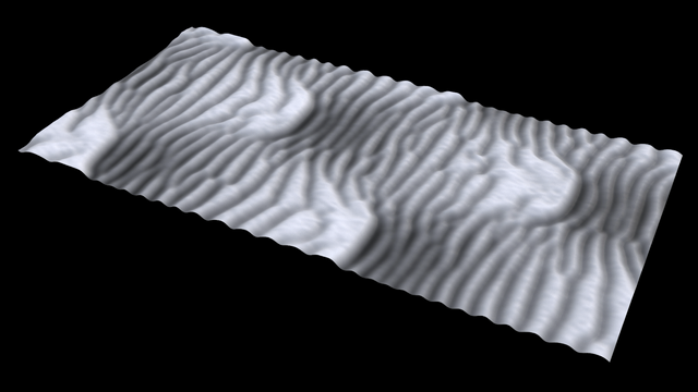 3D render of a simulated dune (using the same heightmap shown in the 1st image)