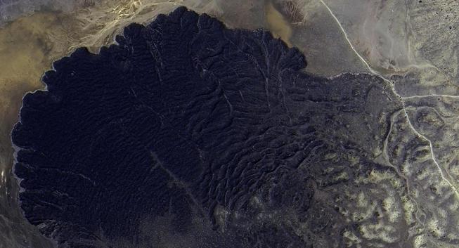 Google Maps satellite view of the volcanic landscape near Mt Tongariro showing an old lava field
