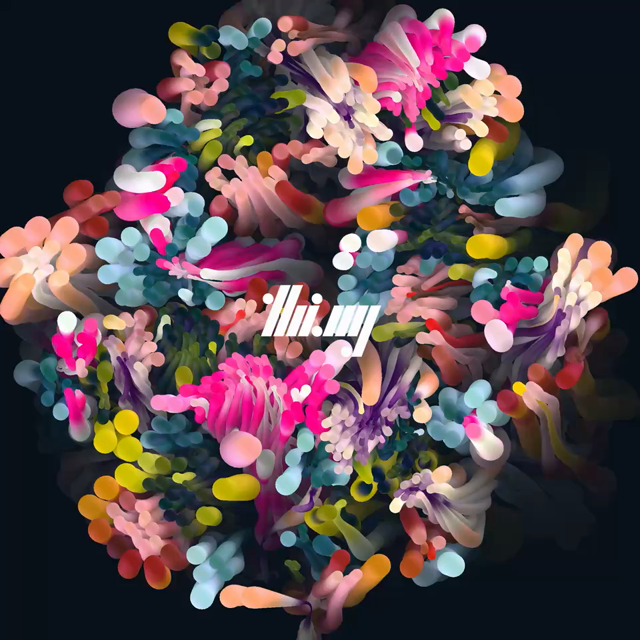 1 minute generative animation of 1000 agents/boids exhibiting self-organizing flocking behaviors. The boids are grouped in 6 different types. The colors are chosen from generated gradients. Each agent has pseudo-3D appearance and is leaving a very slowly fading trail, creating aesthetics reminiscent of sea anemones...