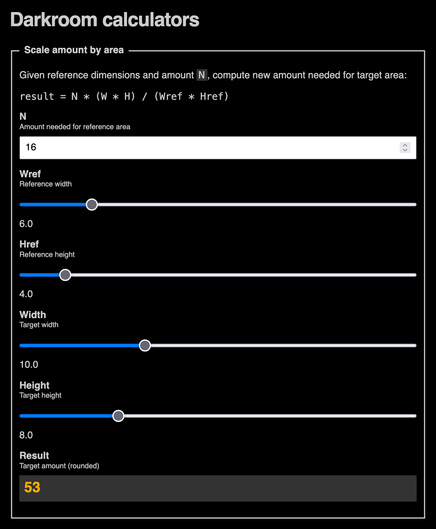 Cropped screenshot of the linked tool, showing the 1st of the three calculators.