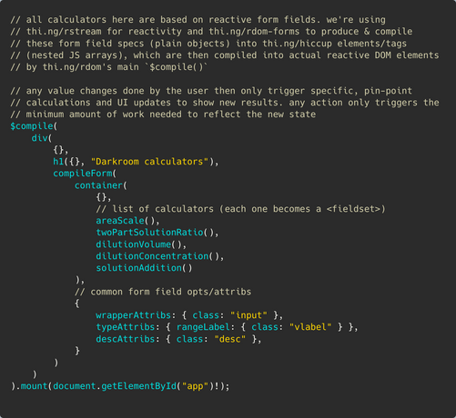 Commented TypeScript source code of the linked example project's main UI component