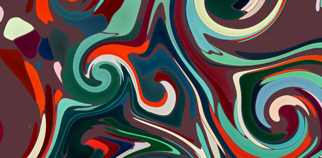 A collection of still images, each frame showing a different variation (of thousands) of marbling-inspired algorithmically created swirling patterns/simulations, many of them multilayered.
