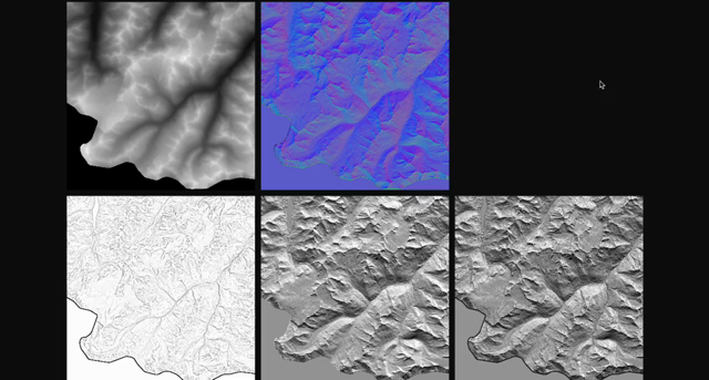 1 minute screen capture of me using the shader graph tool to create a faux 3D visualization of a DEM terrain file and adjusting various parameters of the different shader passes/operators (e.g. normal map strength, light direction, ambient occlusion strength/softness)